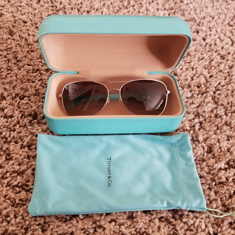 Tiffany & Co. Silver Sunglasses with Aqua Case
